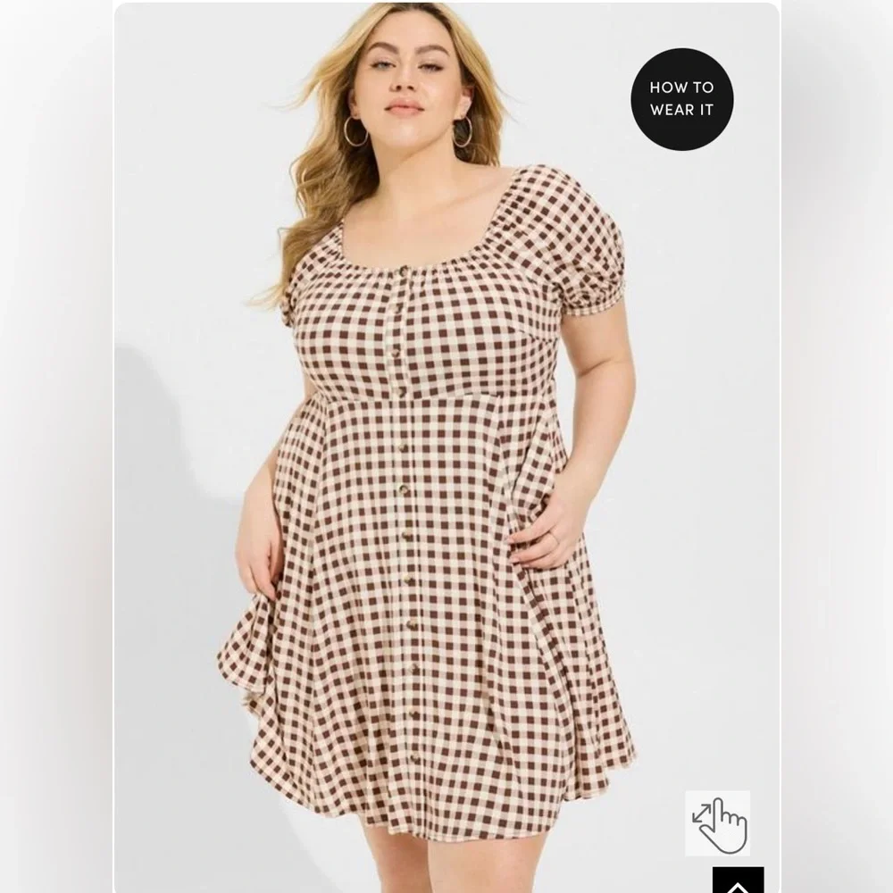 Torrid Mini Rayon Slub Button Front Skater Dress size 00 - Picture 4 of 10